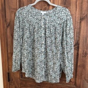 J. Jill Floral Blouse - Gray and White